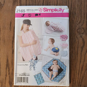 SIMPLICITY 2165‎ Uncut aby Accessories Diaper Cover, Bunting, Changing Mat, Doll